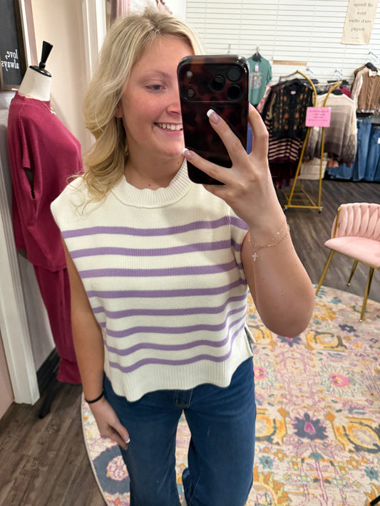 Lavender Stripe Crew Neck