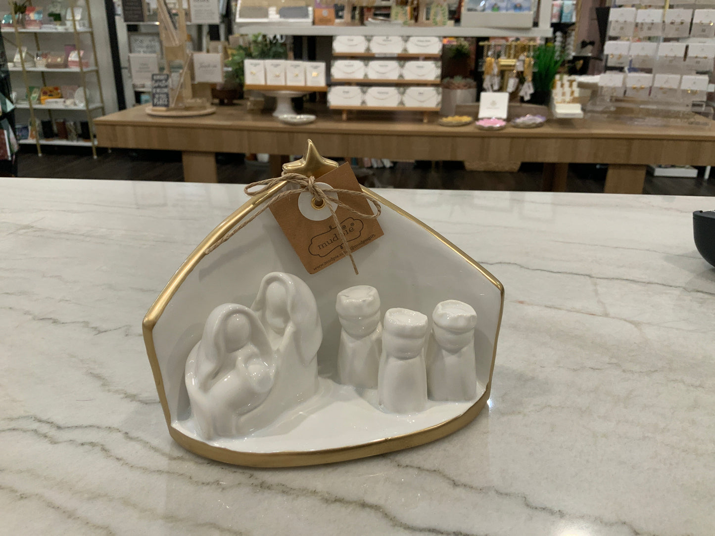 Gold Edge Ceramic Nativity