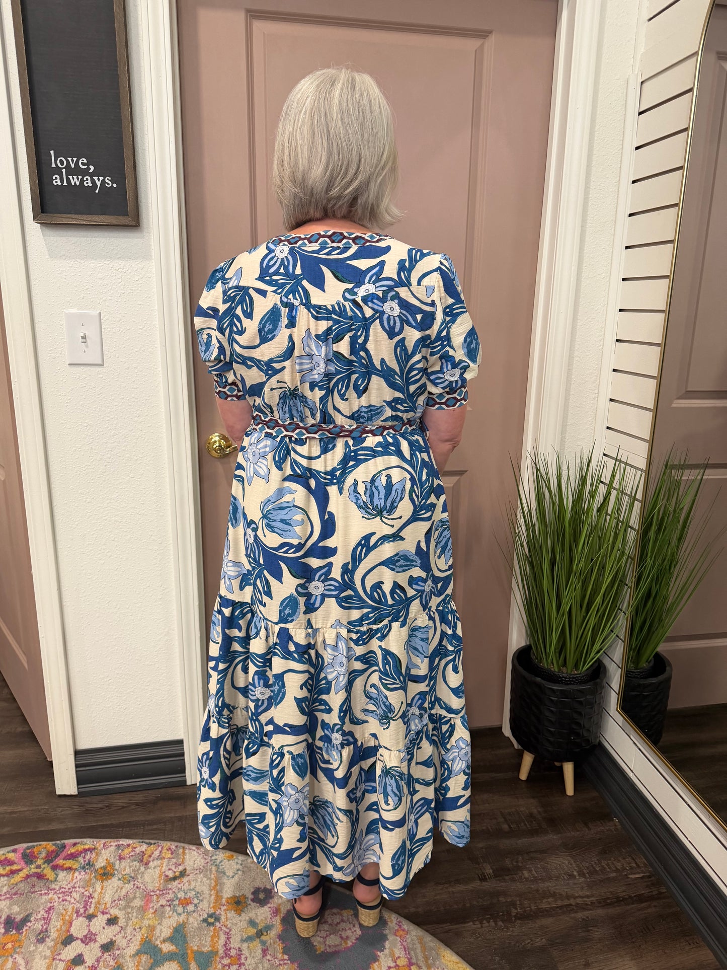 Navy Petals Midi Dress (117)