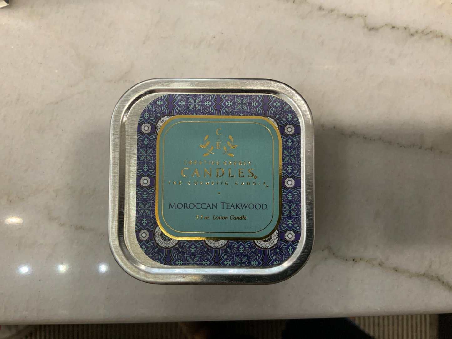 Creative Energy Moroccan Teakwood Tin Candle