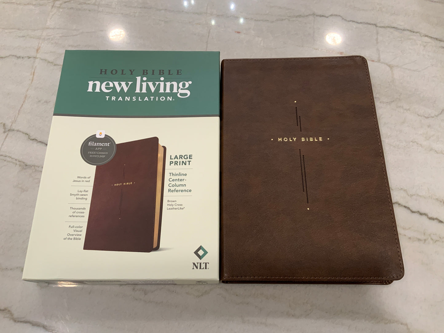 Brown Holy Cross NLT Large Print Thinline