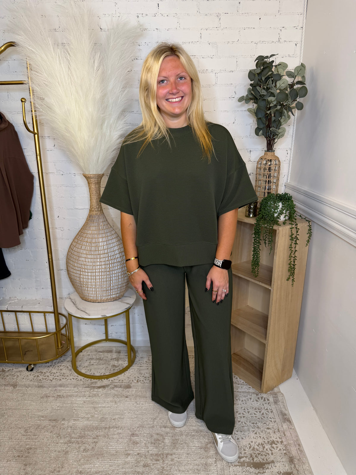Dark Olive Ribbed Set (117)