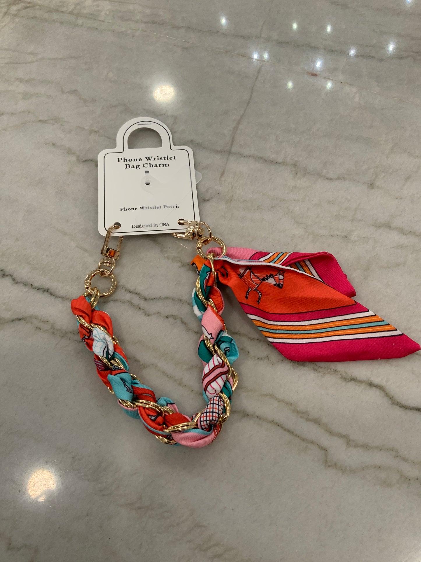 Scarf Phone Wristlet Pink Orange