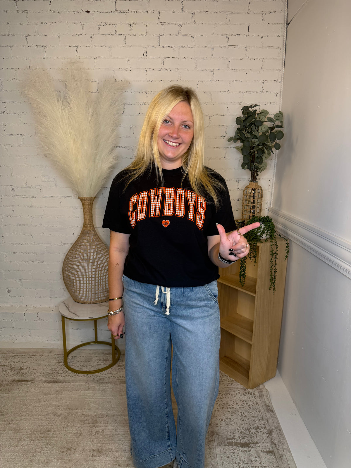 Cowboys Gingham Black Tshirt