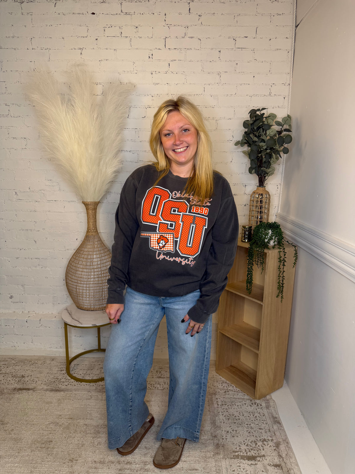 Ok State Polka Dot & Gingham Sweatshirt