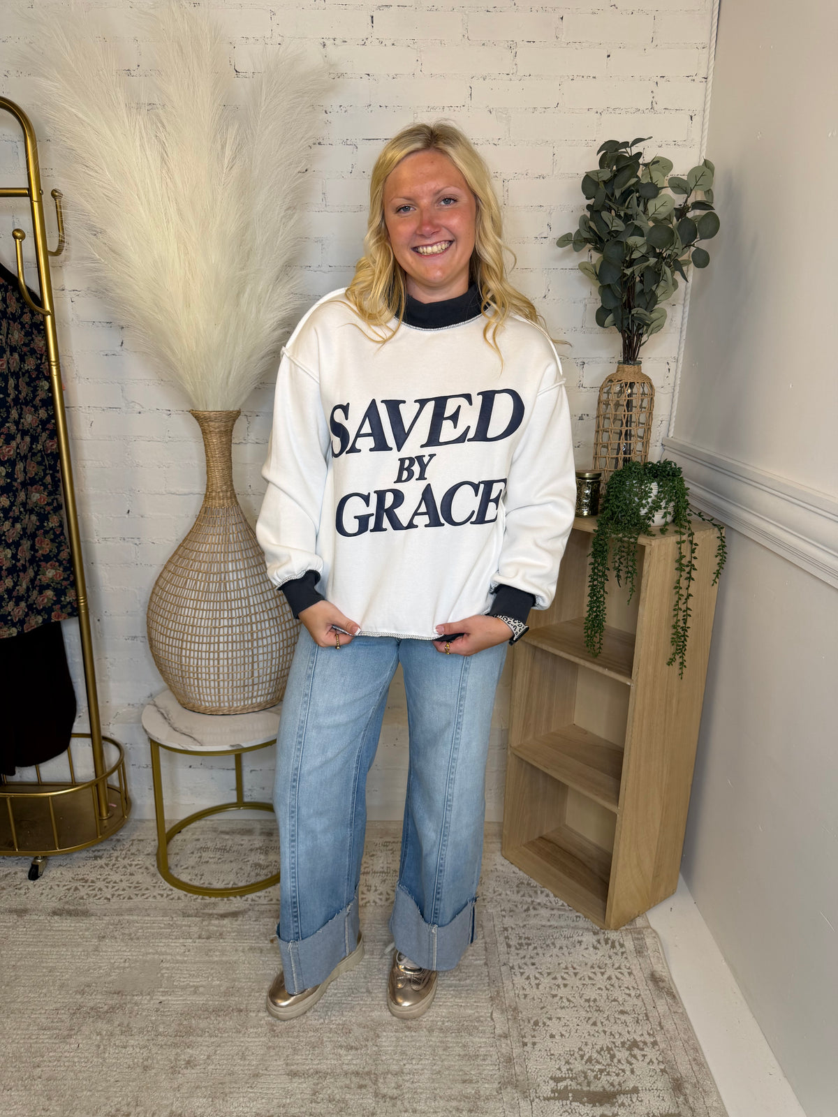 Saved By Grace Mock Neck (117)