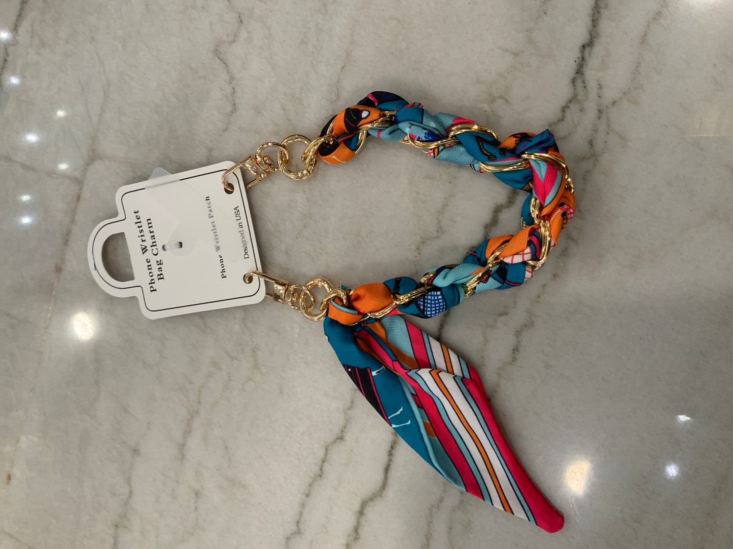 Scarf Phone Wristlet Blue Orange Pink Multi