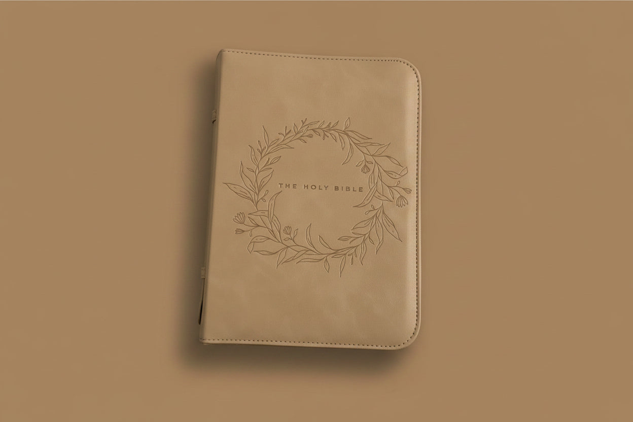 Wreath Tan Bible Case