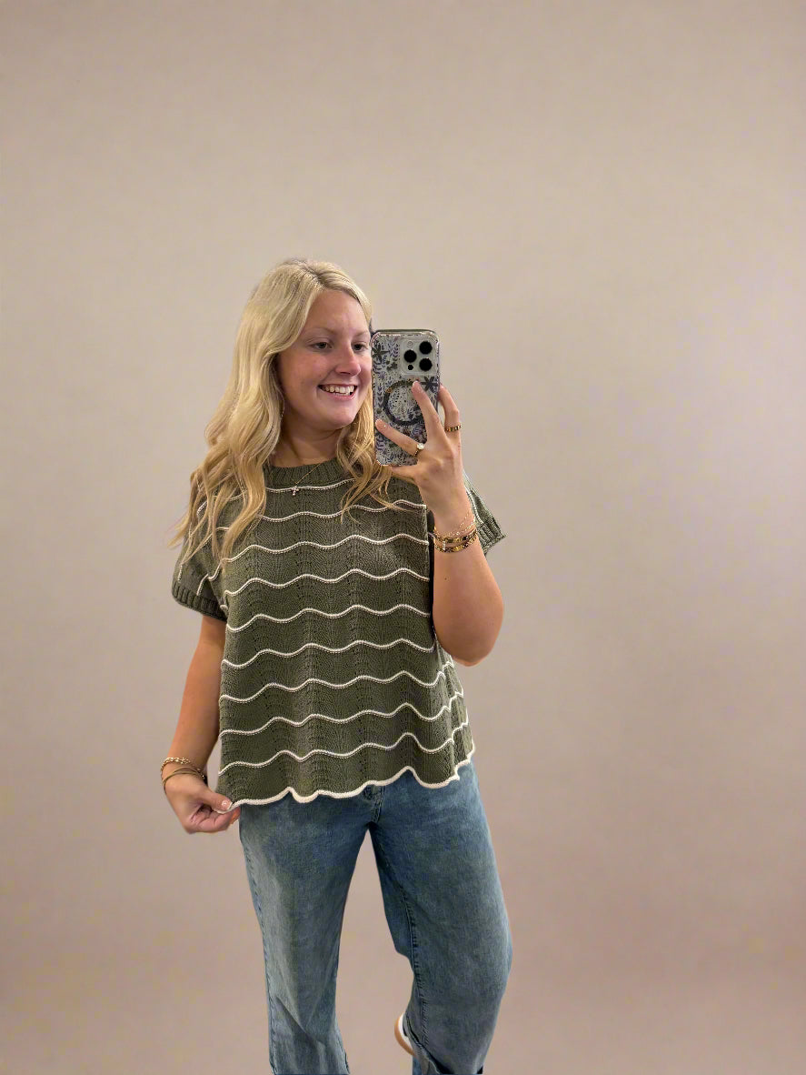 Olive Stripe Sweater Vest
