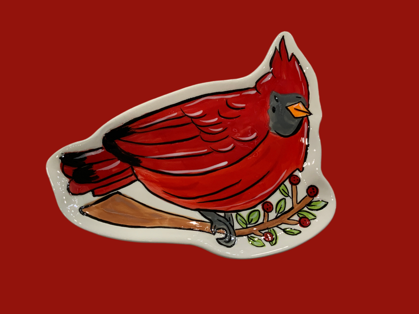 Red Bird Trinket Tray