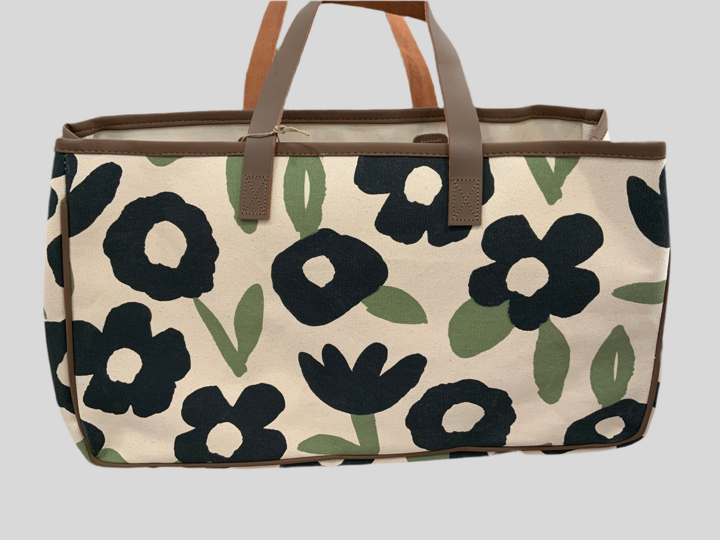 Flower print canvas tote