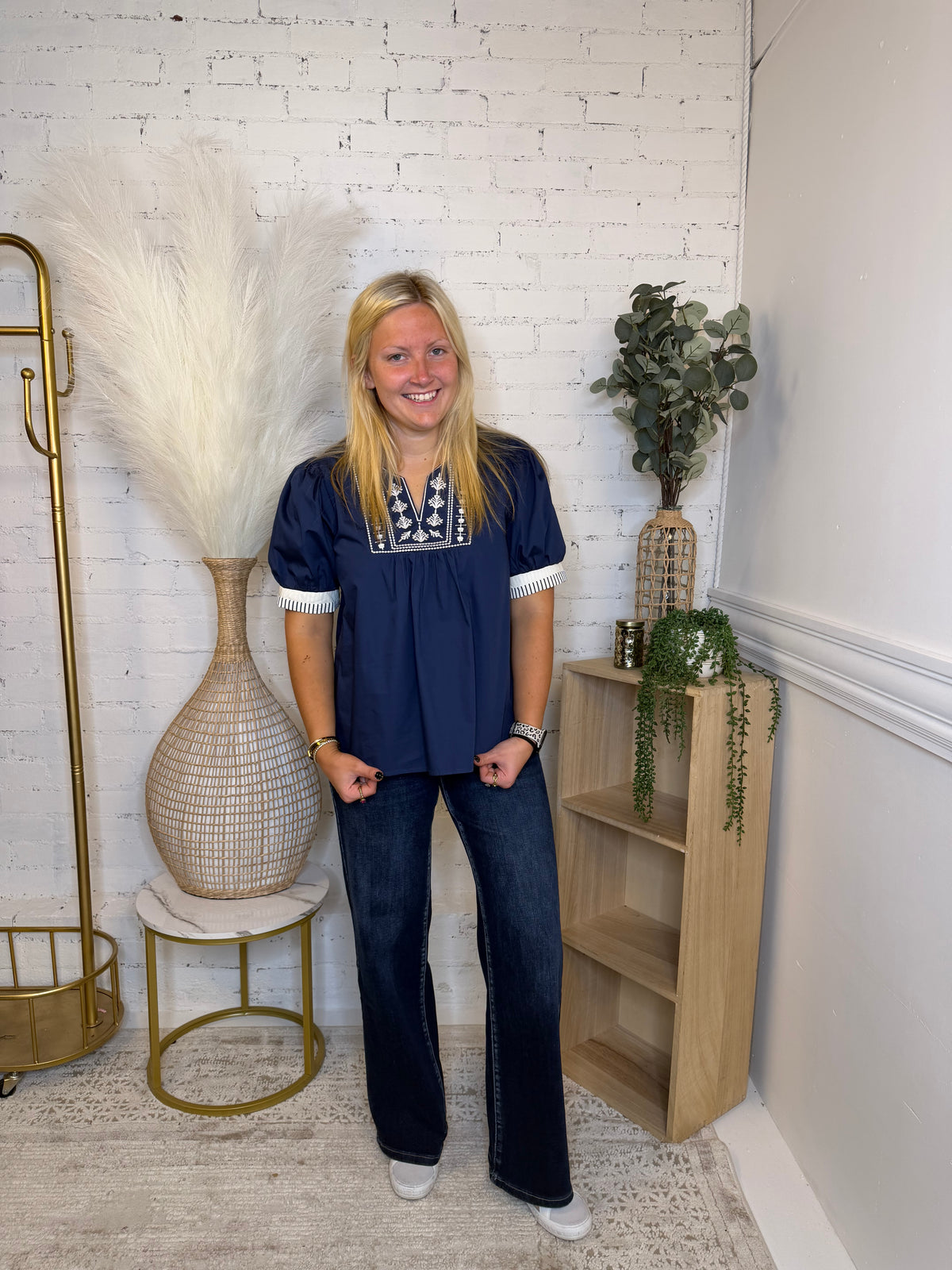 Costal Grace Navy Blouse