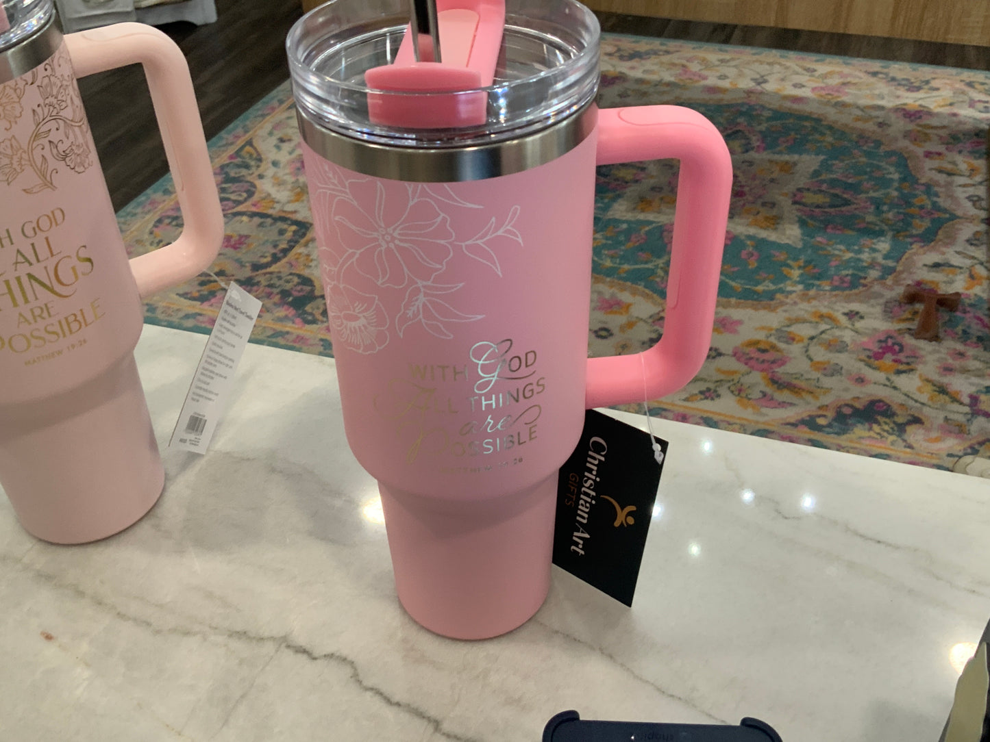 With God All Things Pink Tumbler