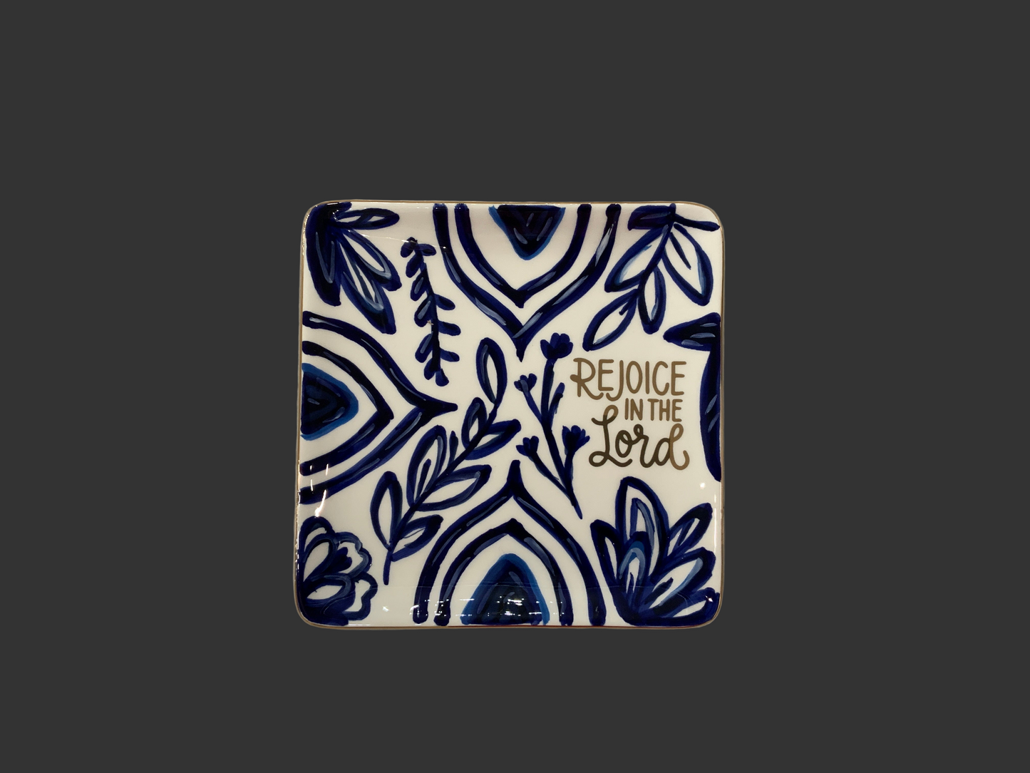 Rejoice in the Lord Blue Trinket Tray