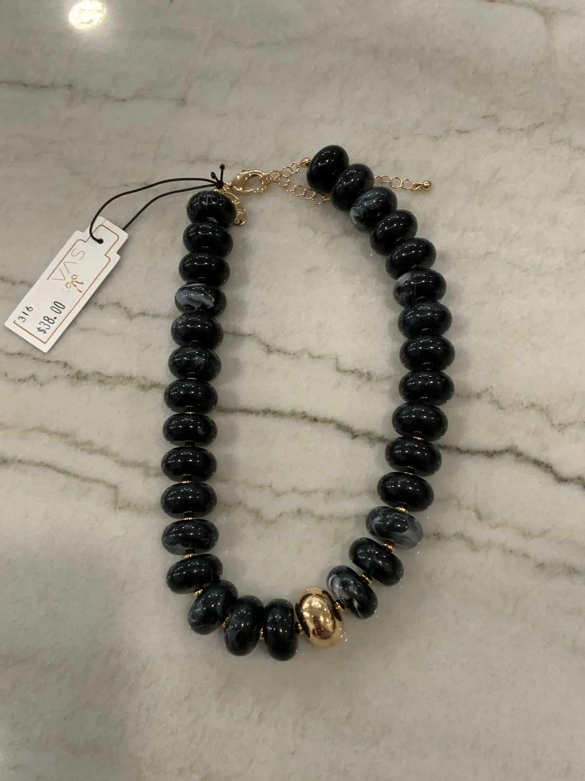 Black Beaded Necklace