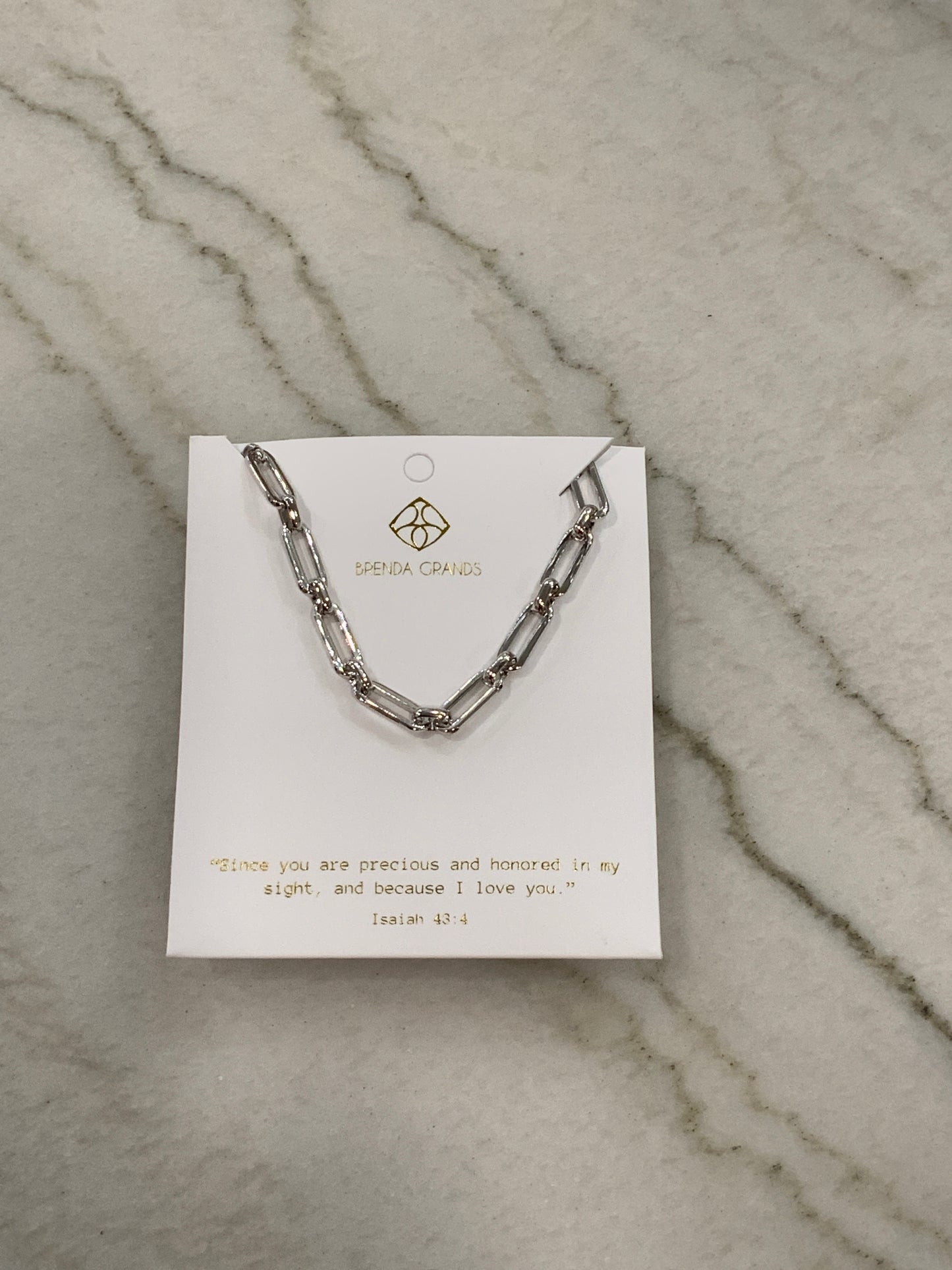 Paperclip Chain Necklace Silver