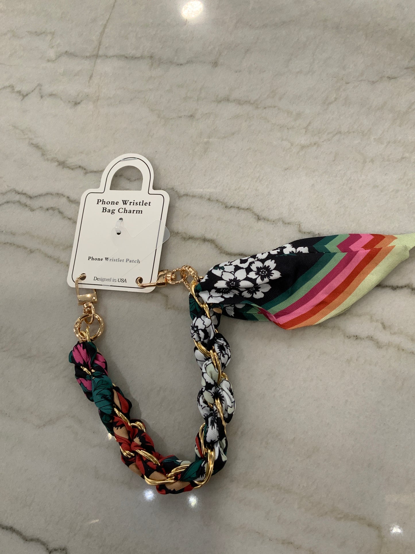 Scarf Phone Wristlet Dark Navy Multi