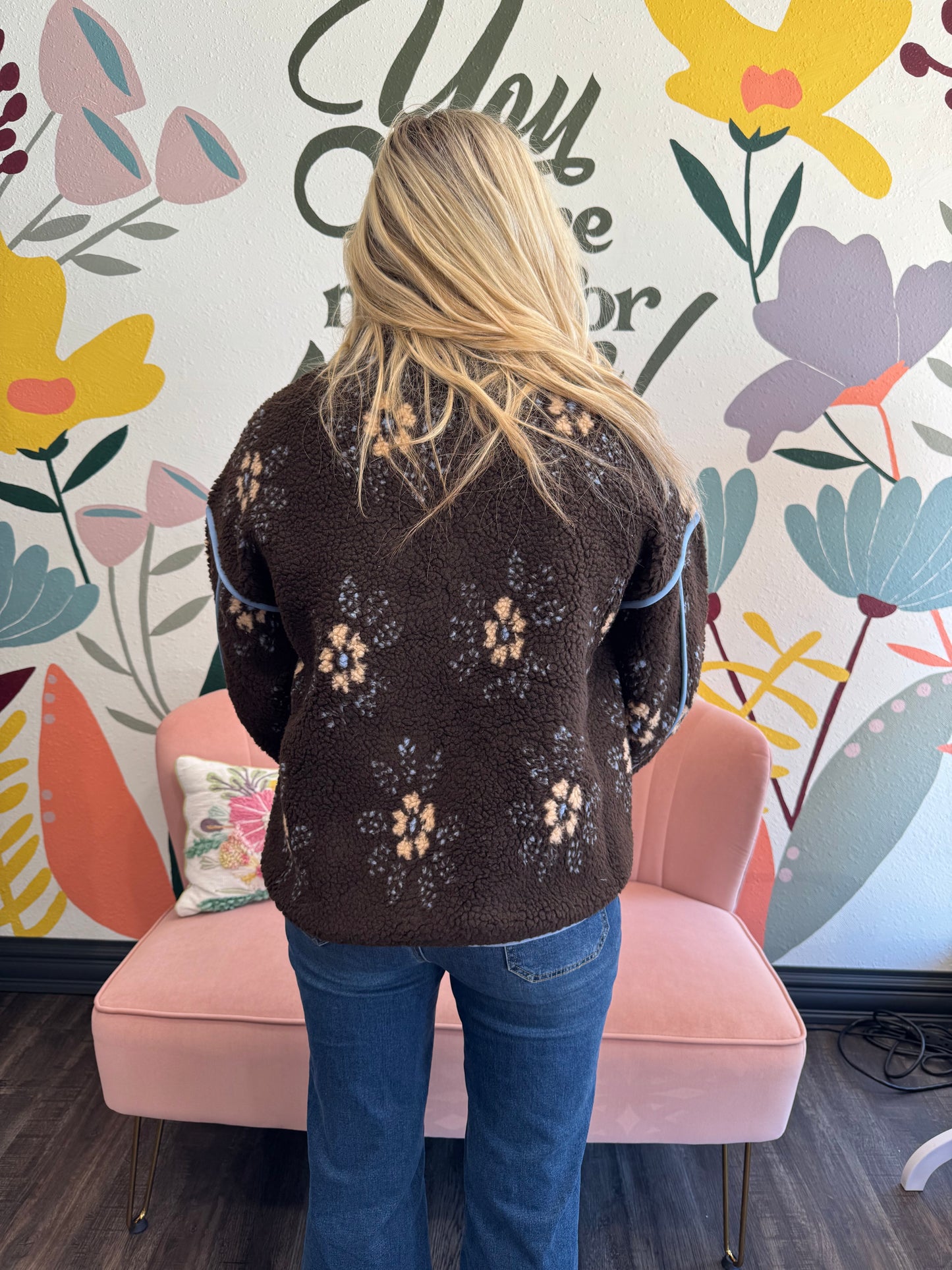 Oversized Coco Flower Fleece Jacket