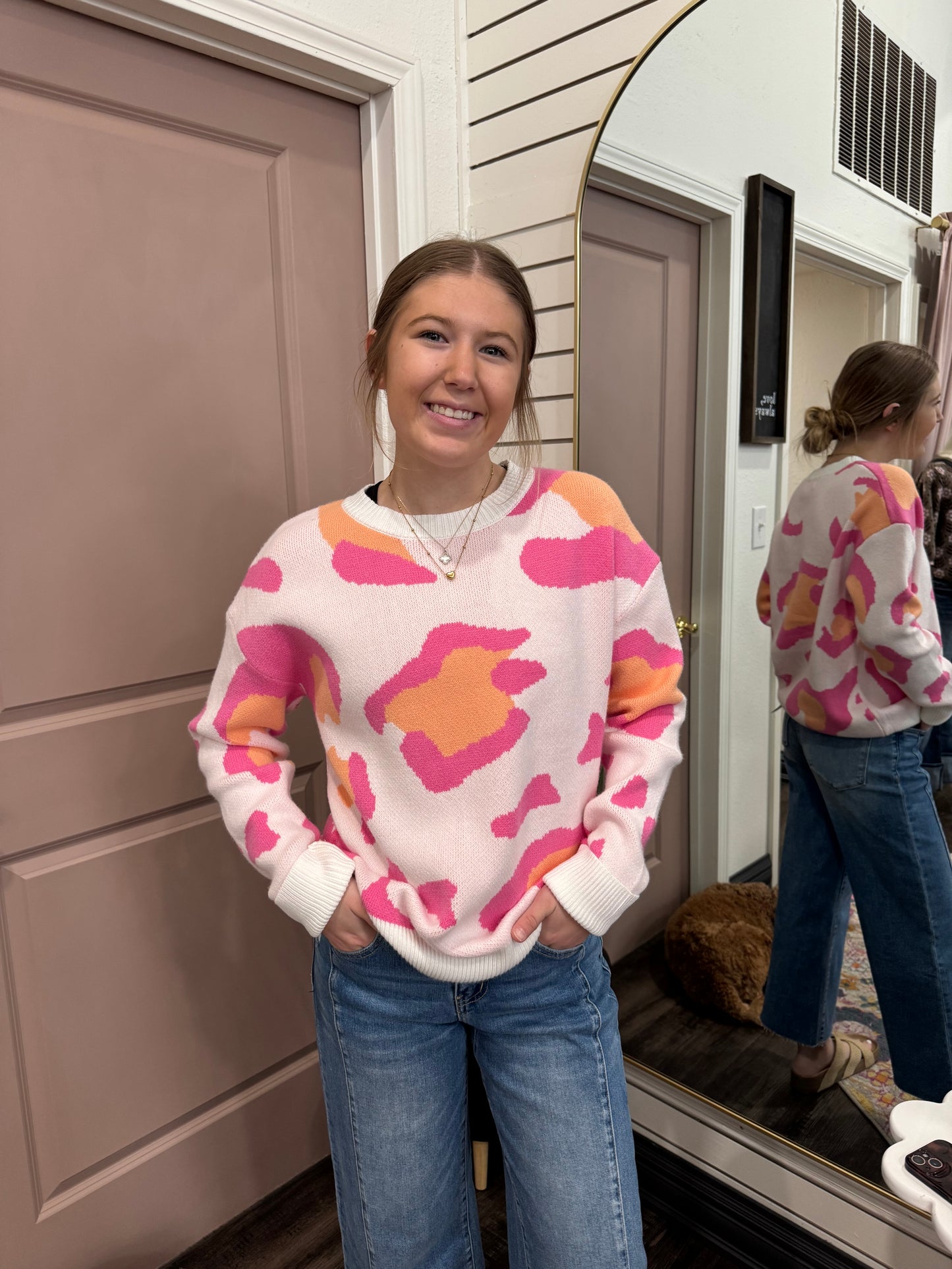 Cheetah Pink Pop Sweater (117)