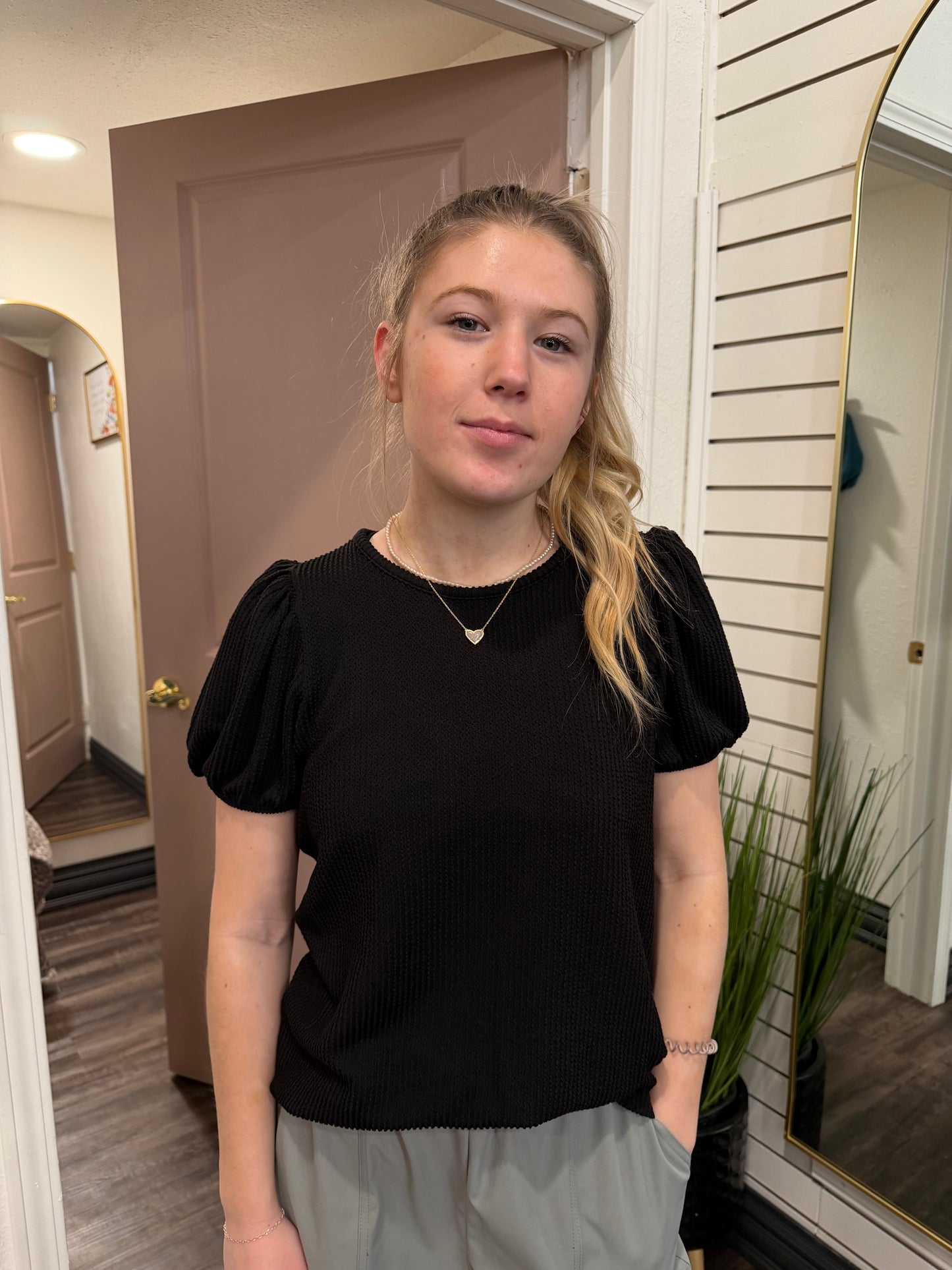 Everyday Grace Ribbed Black Top