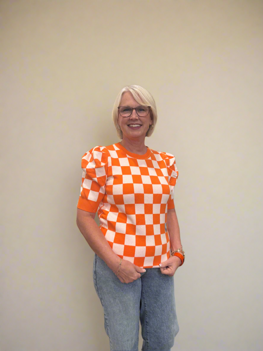 Orange Checkered Sweater