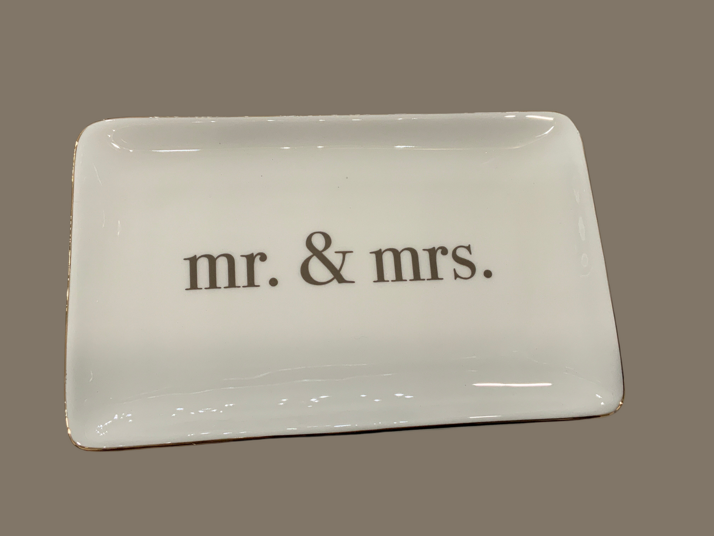 Gold Mr. & Mrs. Trinket Tray
