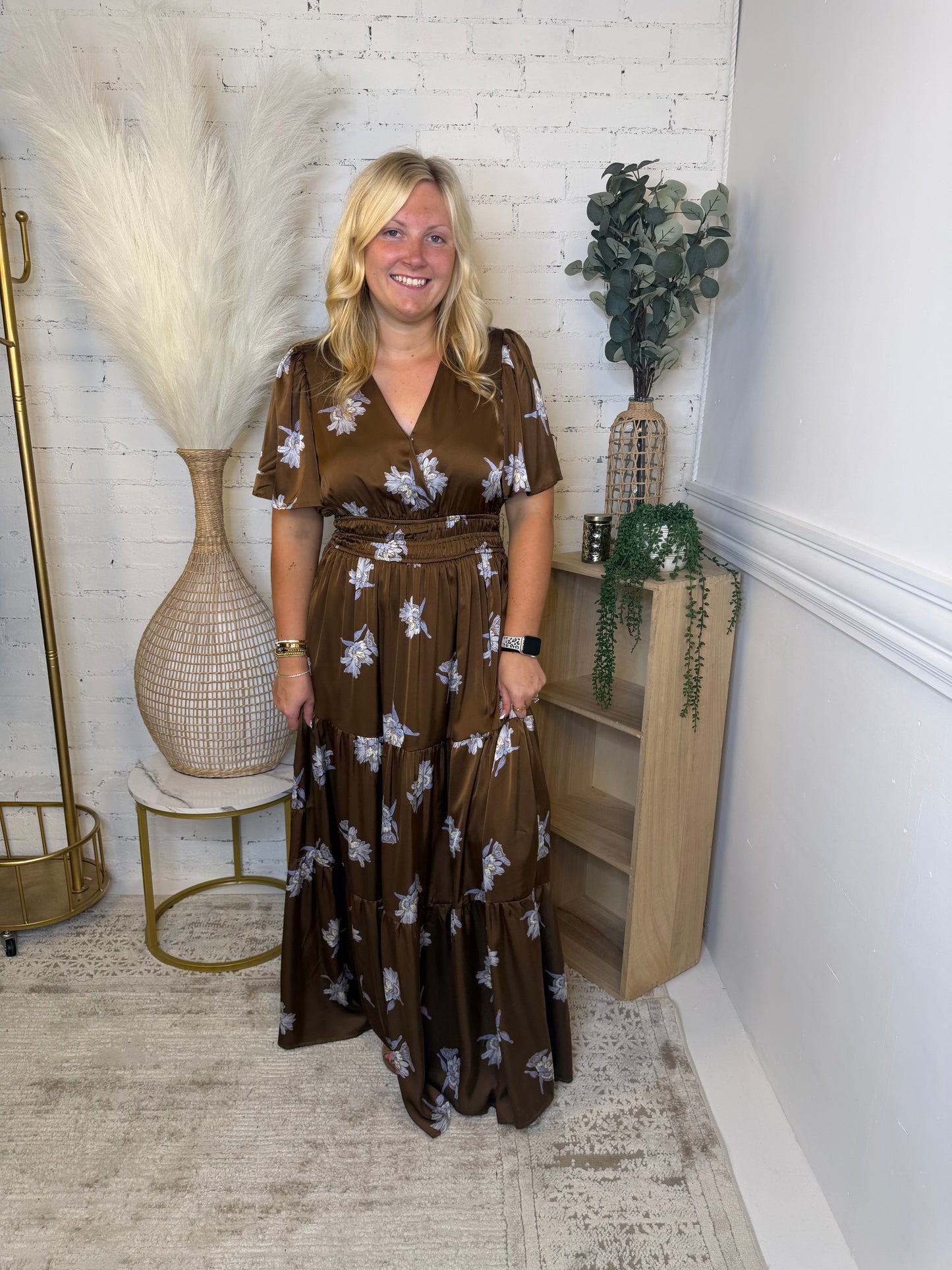 Mocha Floral Maxi Dress