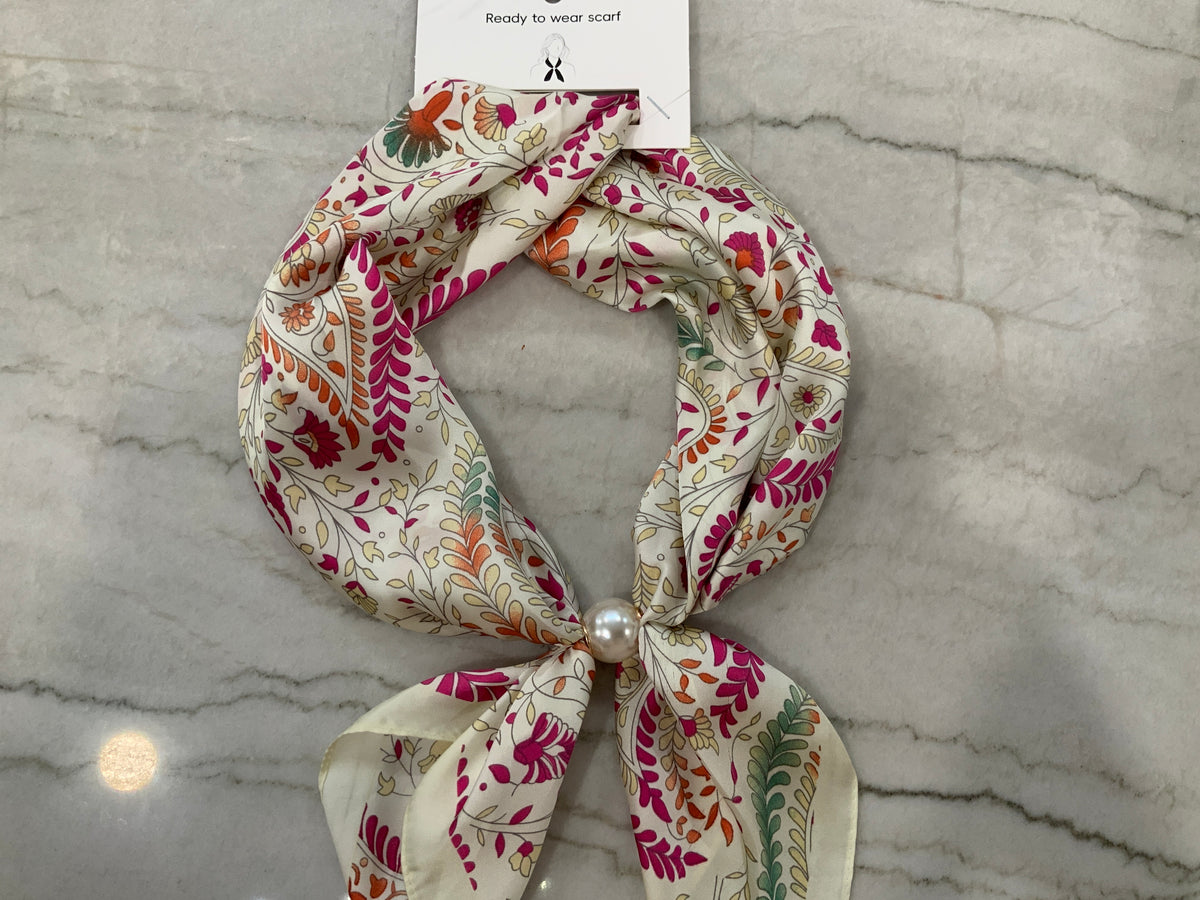 Pink small floral Ready-to-Wear Magnetic Scarf
