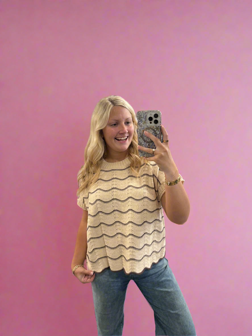 Taupe Stripe Sweater Vest