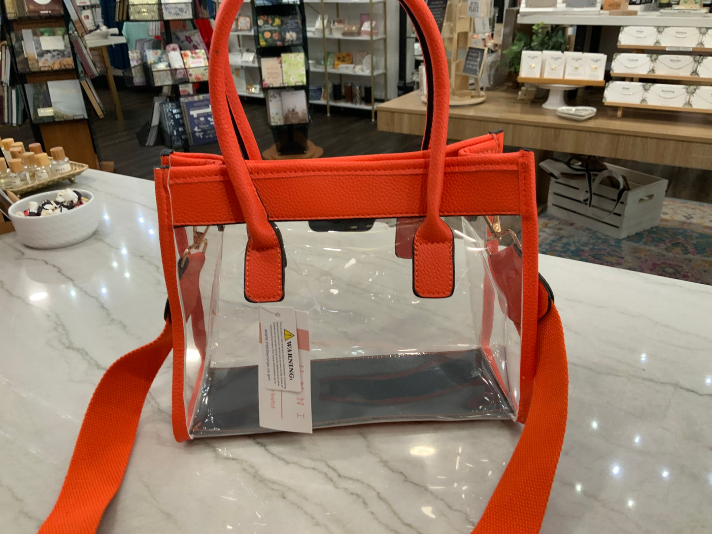 Orange Clear Square Mini Tote