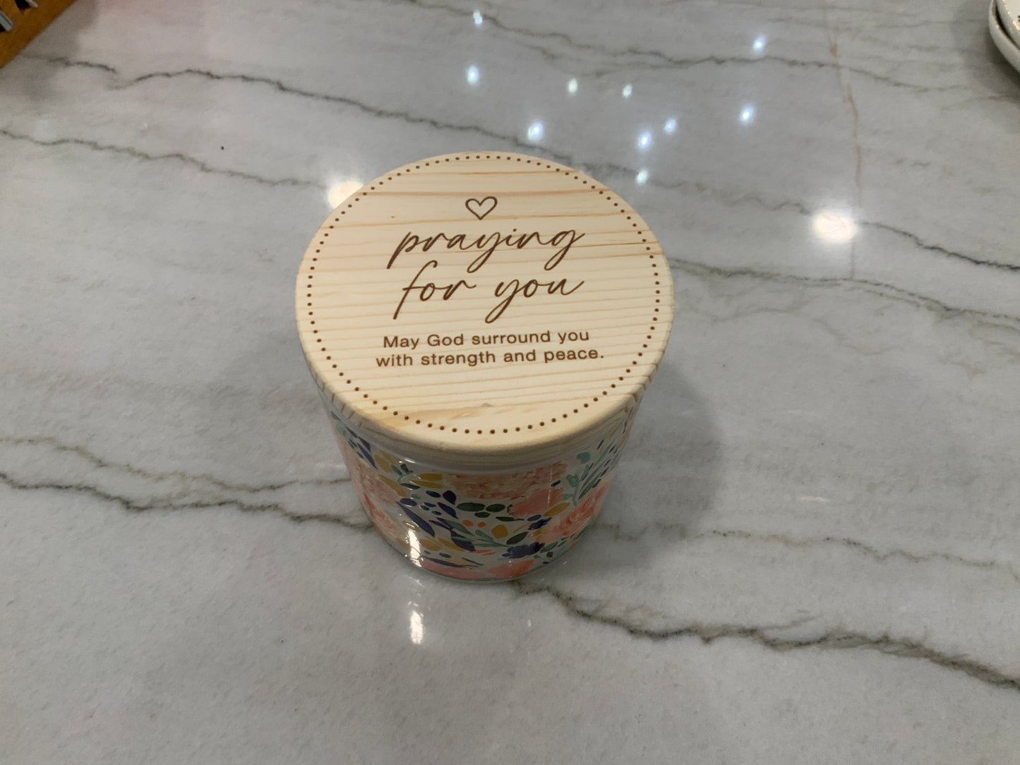 Praying for you floral candle