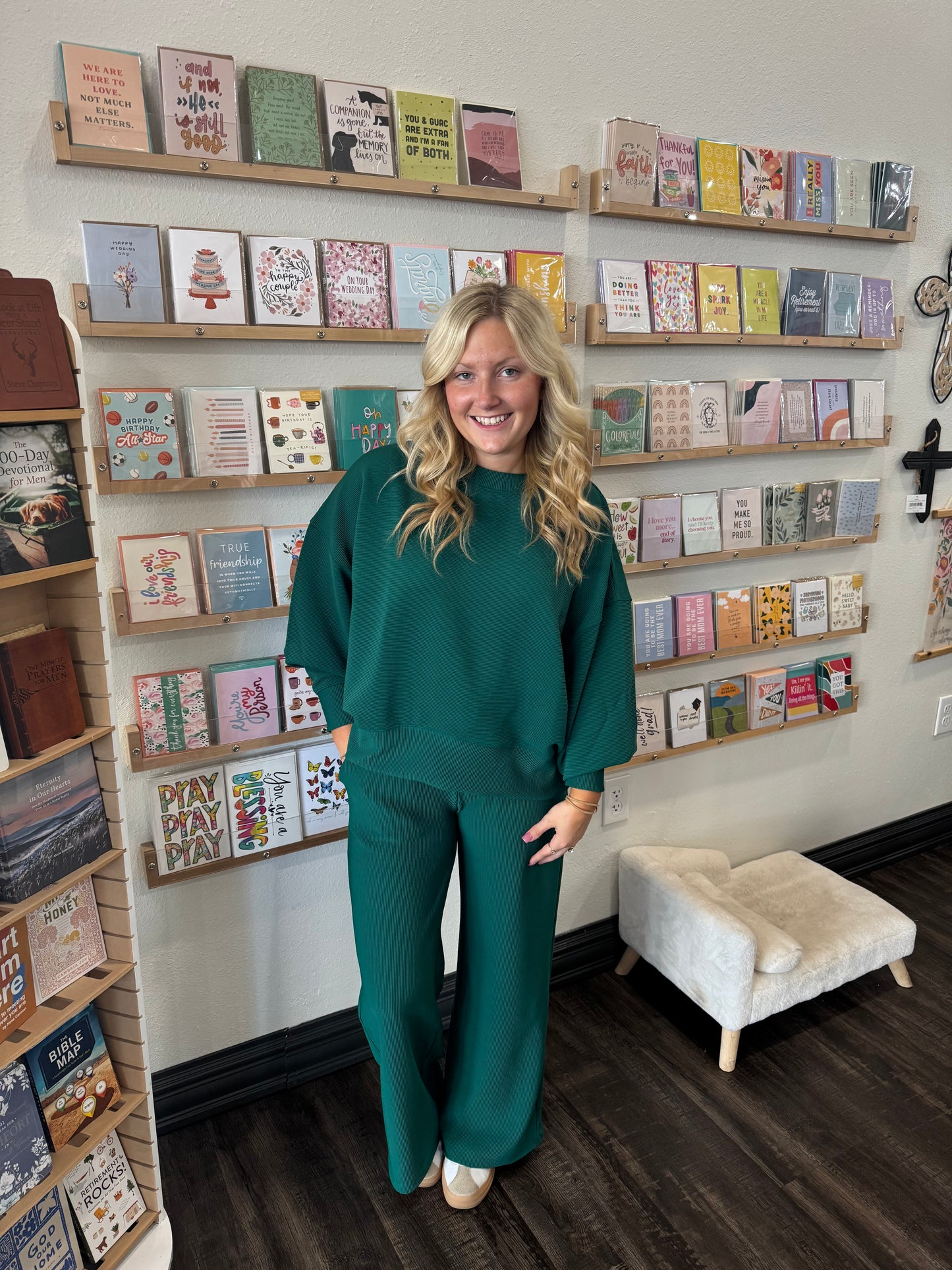 Hunter Green Ribbed Set (117)