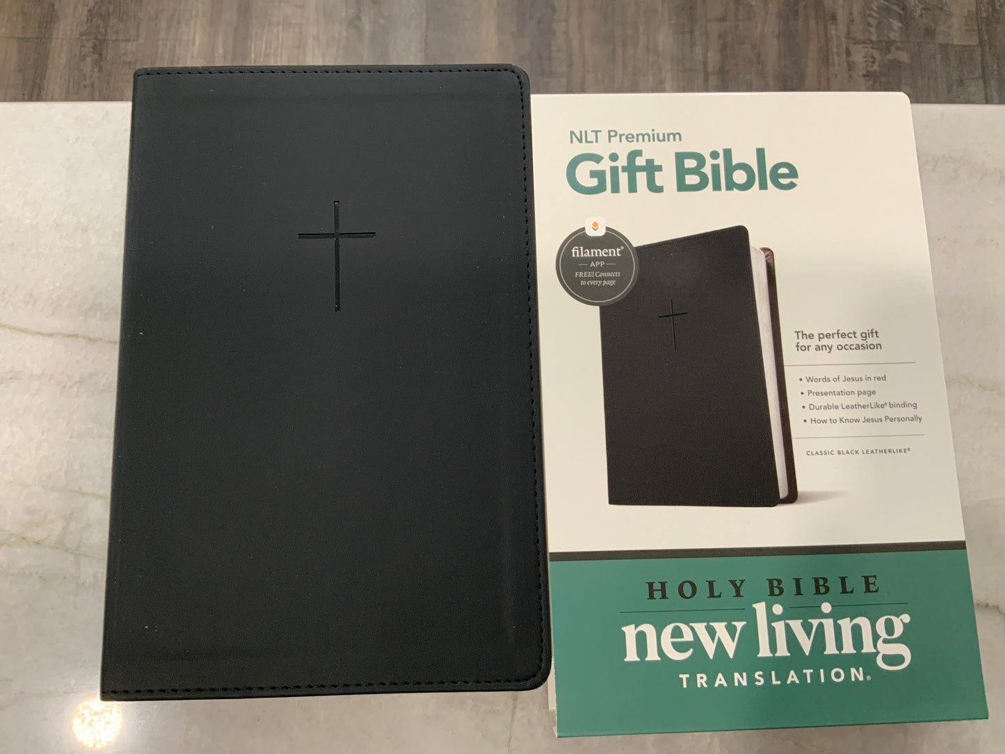 Leather Black Cross NLT Bible