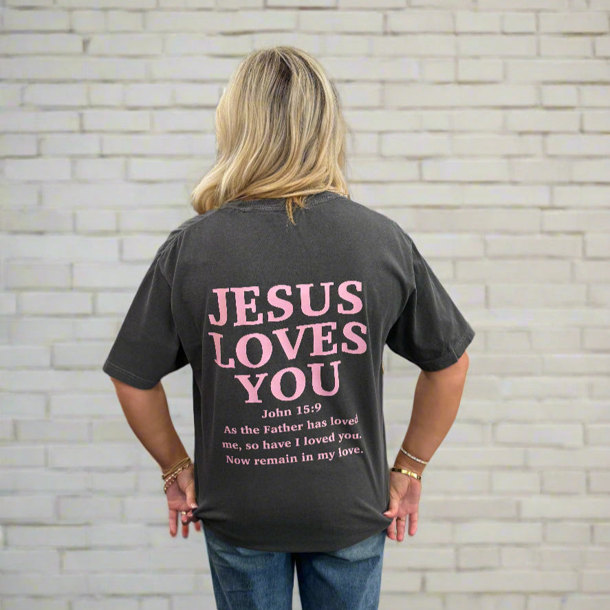 Jesus Loves You Grey Tee (117)