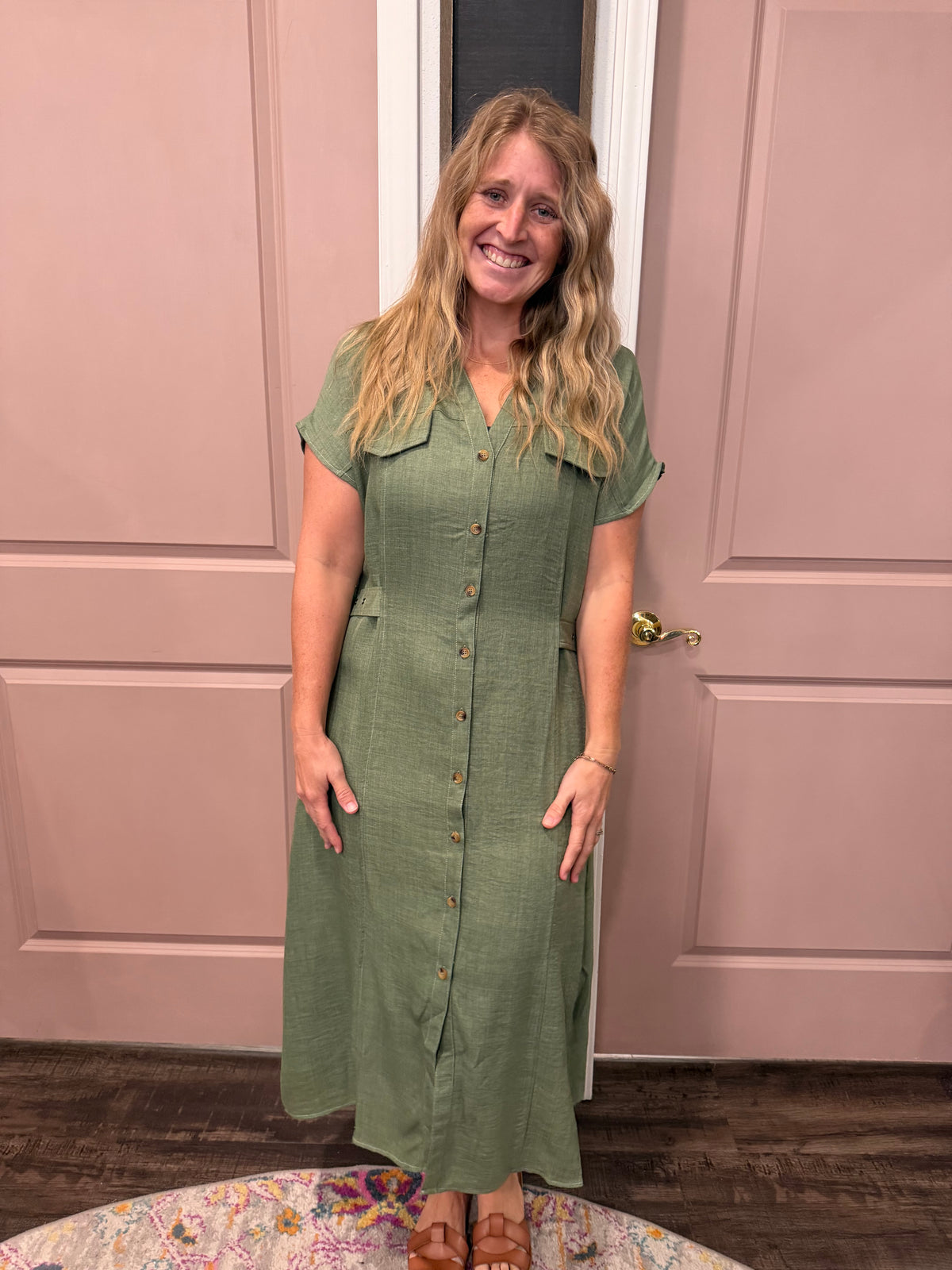 Woodland Olive Midi Dress