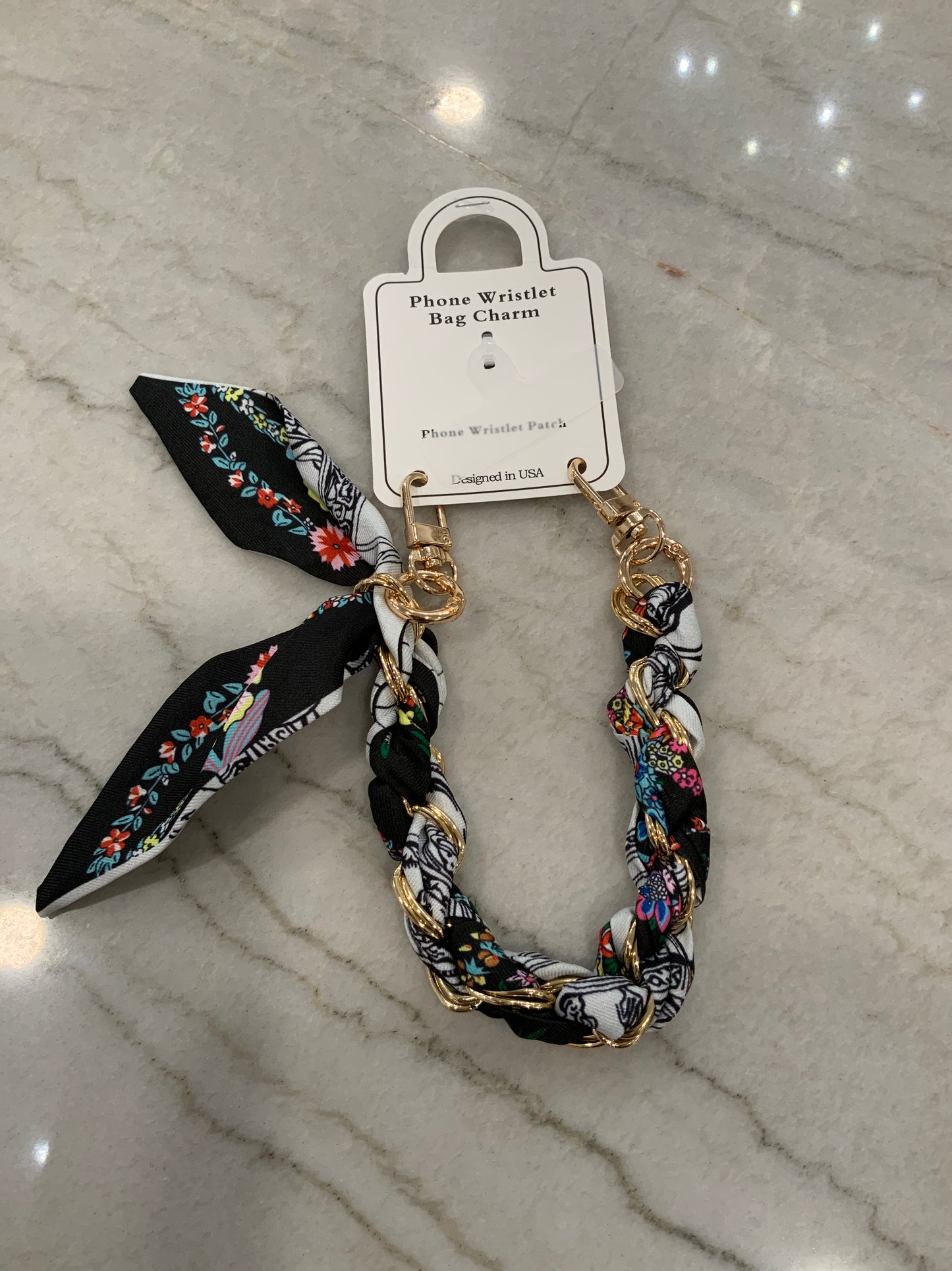 Scarf Phone Wristlet Floral Black Multi