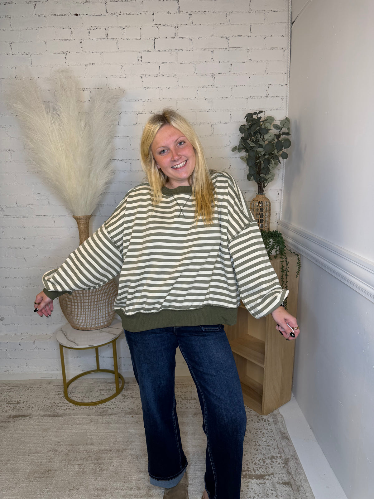On The Way Olive Sweatshirt
