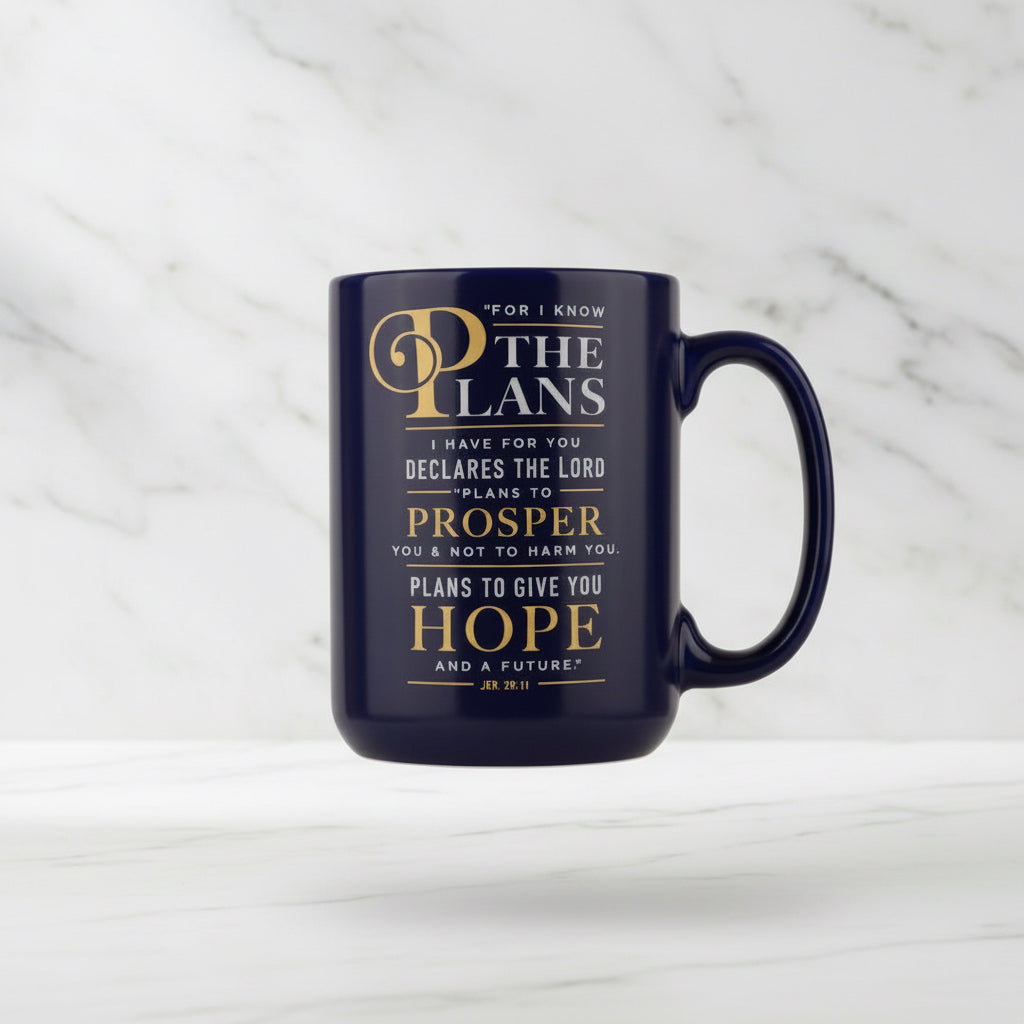 For I Know The Plans Navy Mug