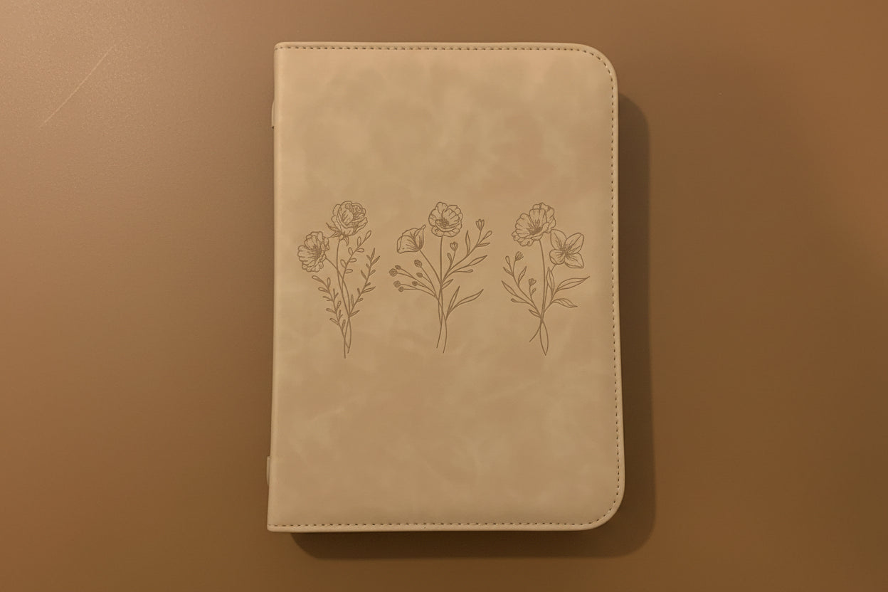 Tan Trio Floral Bible Case