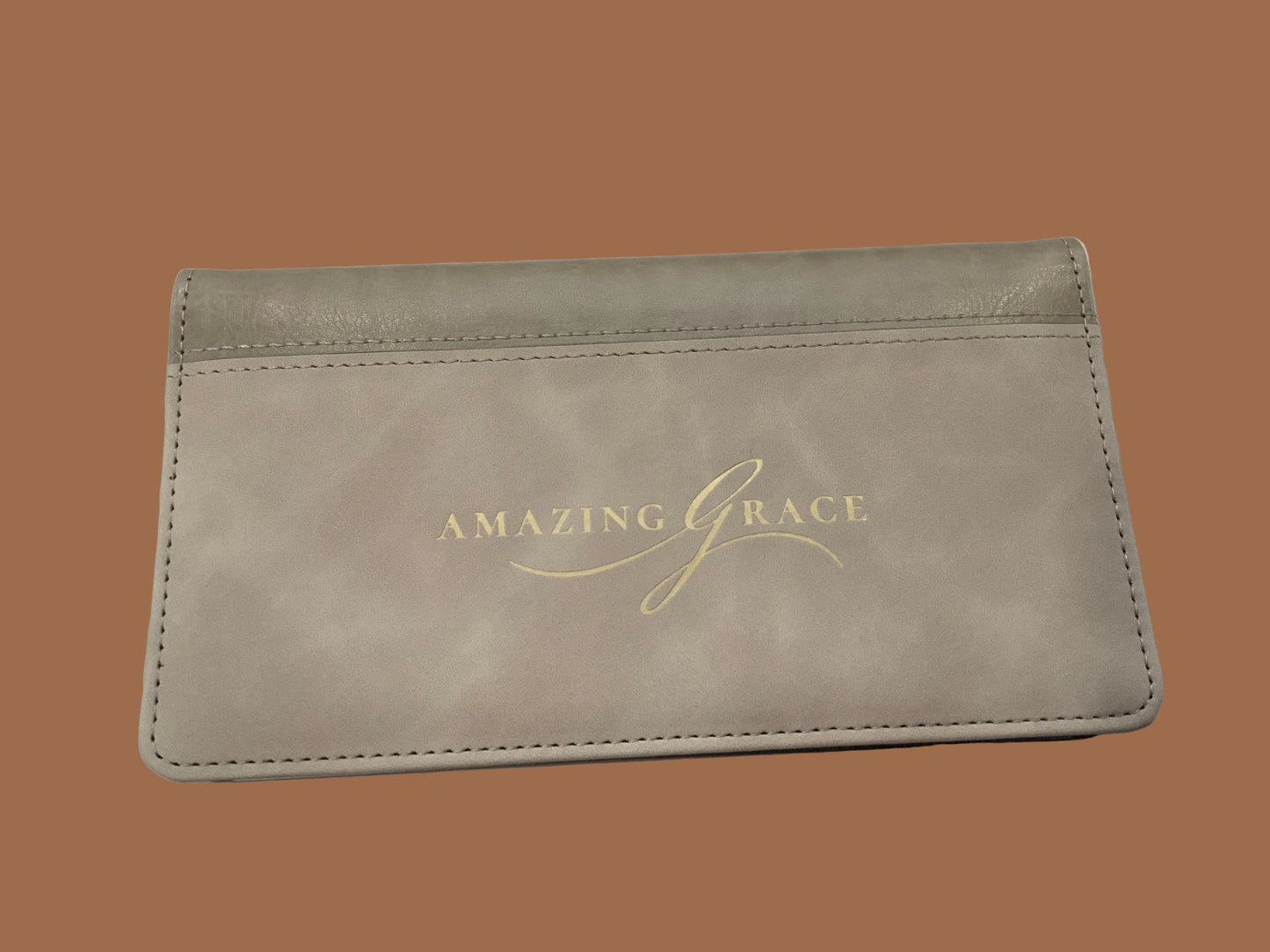 Checkbook Cover Taupe Amazing Grace