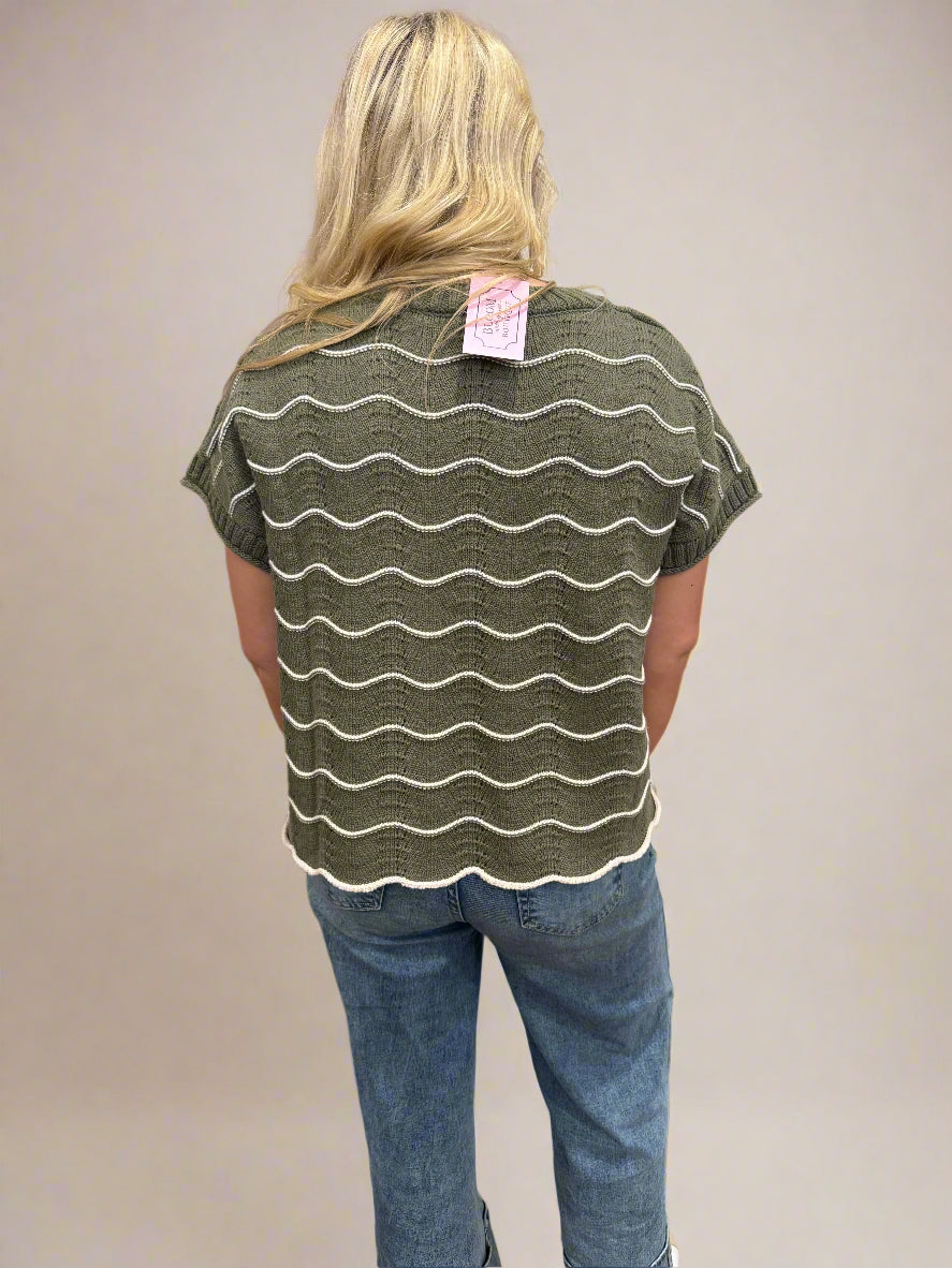 Olive Stripe Sweater Vest