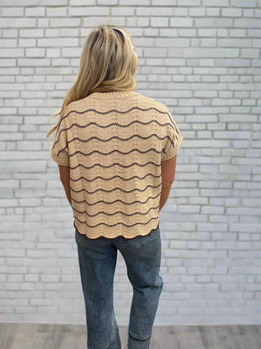 Taupe Stripe Sweater Vest