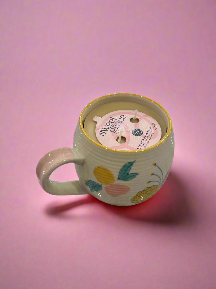 Sweet Grace Floral Butterfly Mug Candle