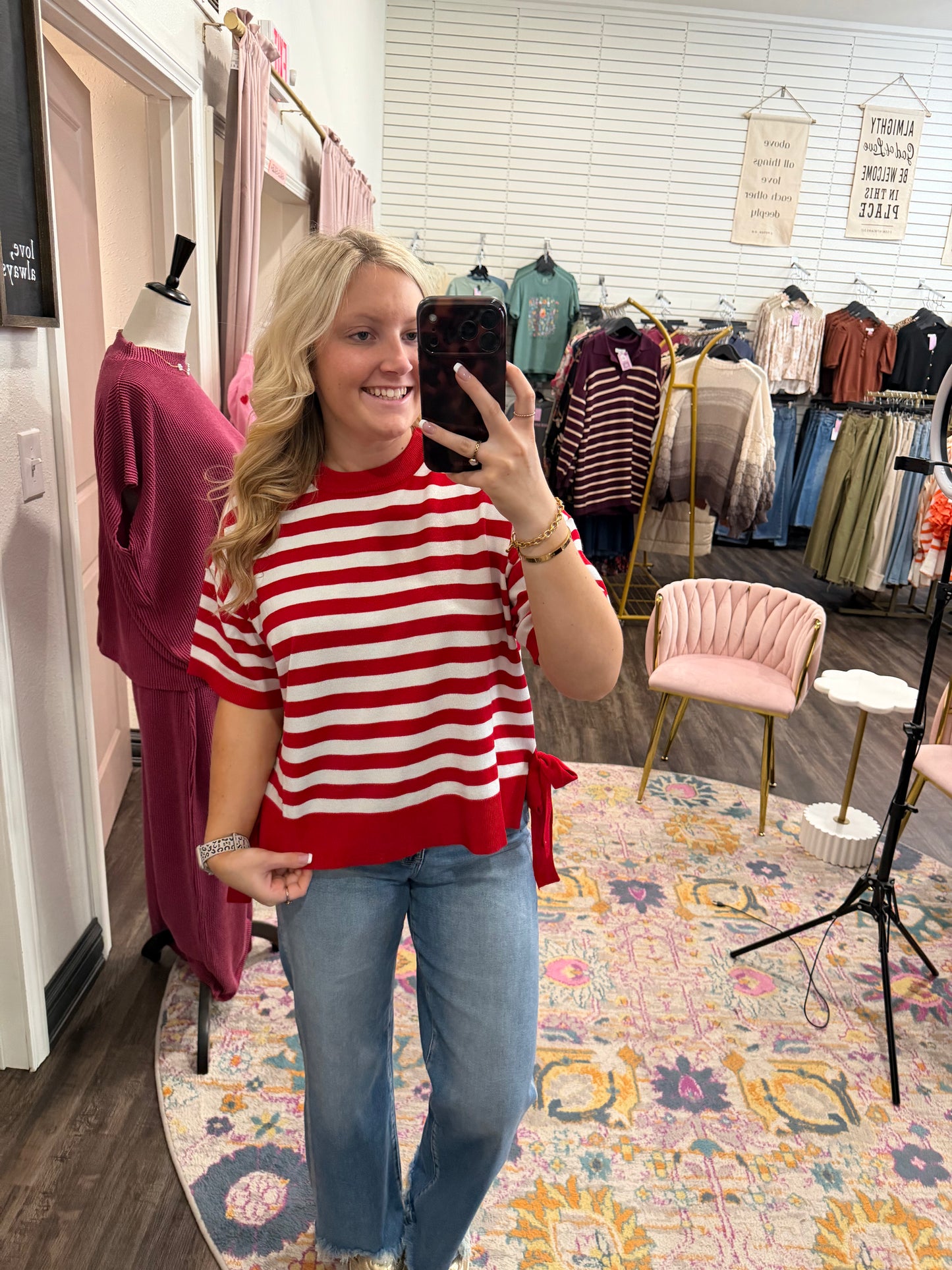 Red And White Bow Top