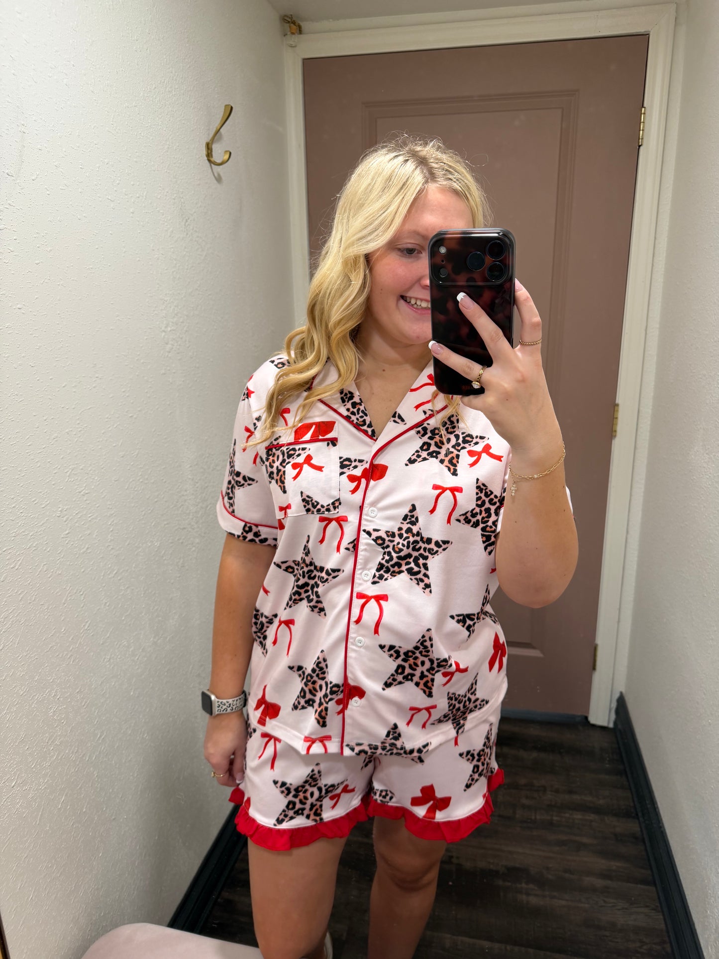 Leopard Star with Bow PJ Set (117)