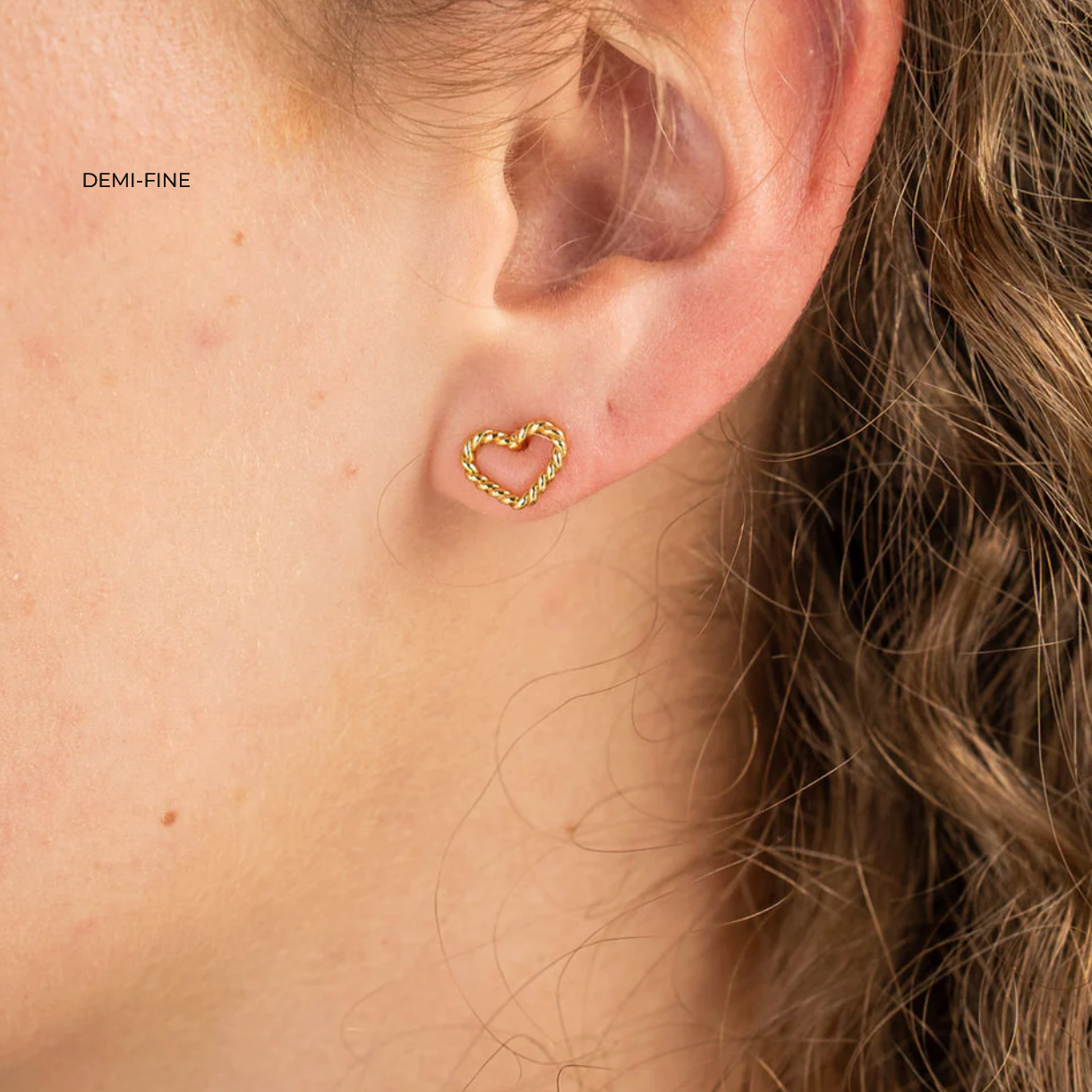 Gold Heart Drop Studs