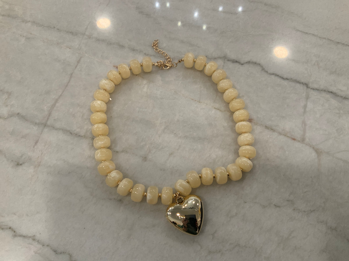 Ivory Heart Beaded Necklace