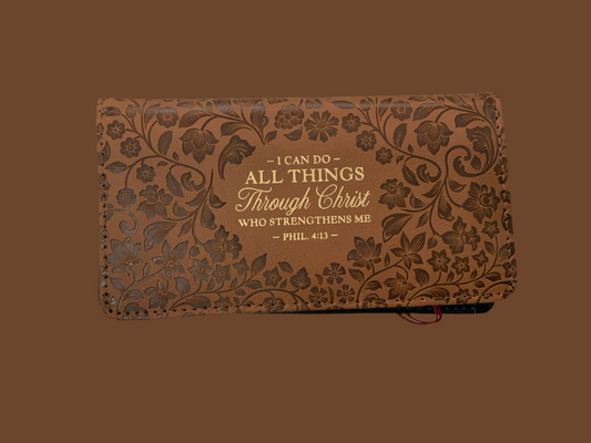 Brown Floral Checkbook Cover