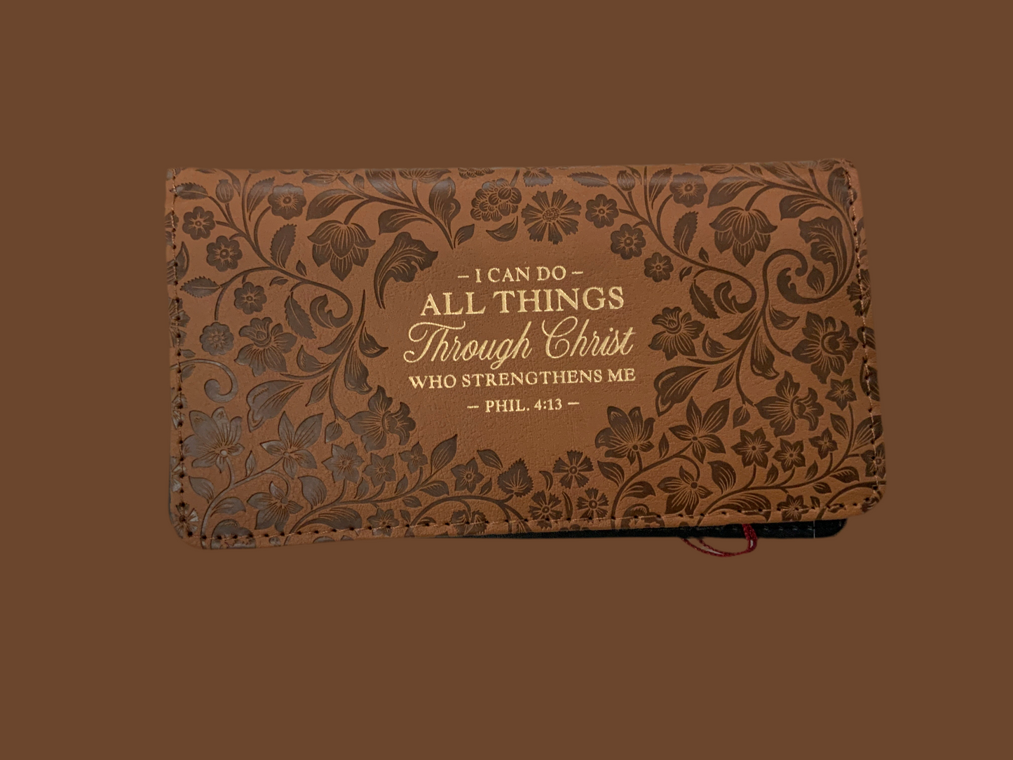 Brown Floral Checkbook Cover