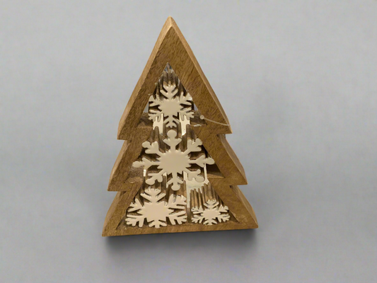 Christmas snowflake white/wood tree